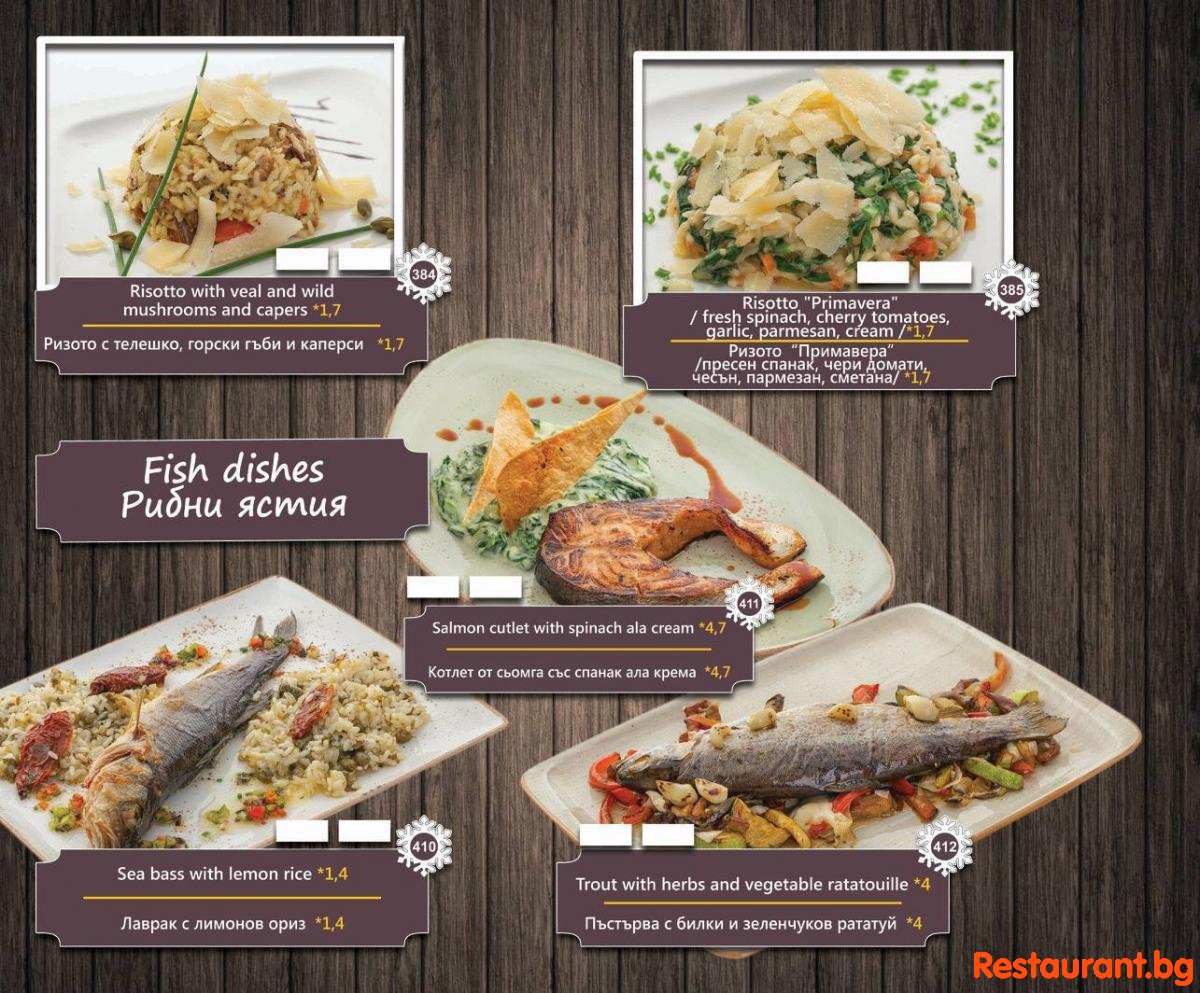 Menu THE BEARS Bansko