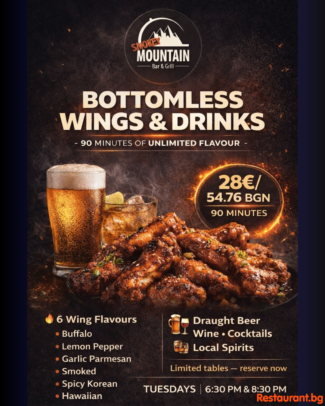 Bottomless Wings and Drinks at Smokey Mountain Bansko !