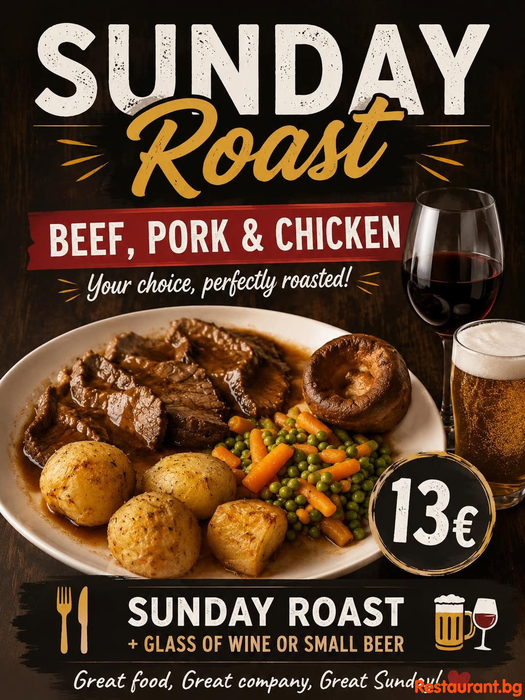 Sunday Roast is calling at SALT N PEPPER Restaurant Sunny Beach!