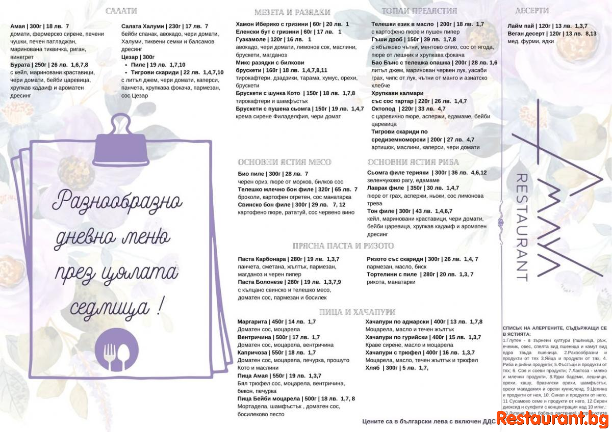 Пролетта пристига в чиния… в АМАЯ ! Нов сезон. Нова енергия. Ново меню !