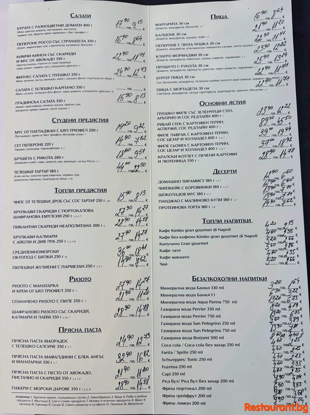 Menu PEPPERONE DE NAPOLI